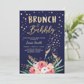 Brunch & Bubbly Vrijgezellenfeest Roze Gouden Cham Kaart (Staand voorkant)