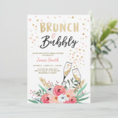 Brunch & Bubbly Vrijgezellenfeest Roze Gouden Cham Kaart (Staand voorkant)