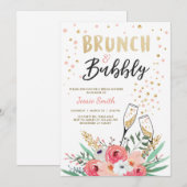 Brunch & Bubbly Vrijgezellenfeest Roze Gouden Cham Kaart (Voorkant / Achterkant)