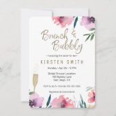Brunch & Bubbly Watercolor Bloem Bruidsfeest Kaart (Voorkant)