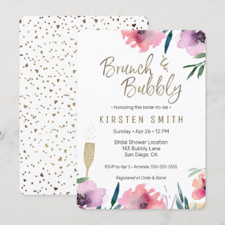 Brunch & Bubbly Watercolor Bloem Bruidsfeest Kaart