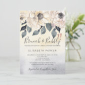 Brunch & bubbly waterverf floral vrijgezellenfeest kaart (Staand voorkant)