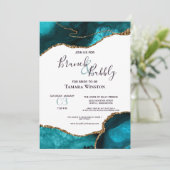 Brunch Bubely Blauwgroen Gold Glitter Agate Shower Kaart (Staand voorkant)