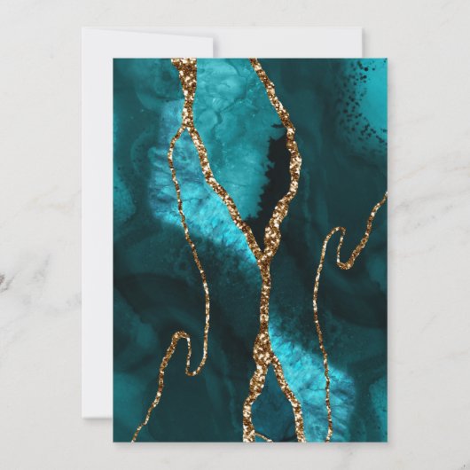 Brunch Bubely Blauwgroen Gold Glitter Agate Shower Kaart (Achterkant)