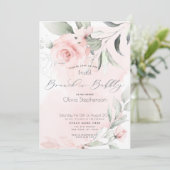 Brunch Bubely Vrijgezellenfeest Bleek Pink Floral Kaart (Staand voorkant)