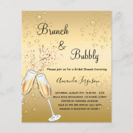 Brunch Bubely Vrijgezellenfeest Gold-begrotingsuit Flyer