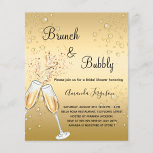 Brunch Bubely Vrijgezellenfeest Gold-begrotingsuit Flyer