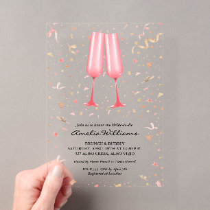 Brunch Champagne Bruiloftsborrel Acryl Uitnodigingen