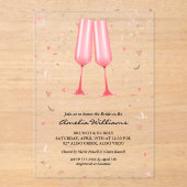 Brunch Champagne Bruiloftsborrel Acryl Uitnodigingen (Voorkant)