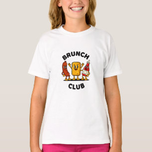 Brunch Club Retro Cartoon Voedsel Pret Design T-shirt