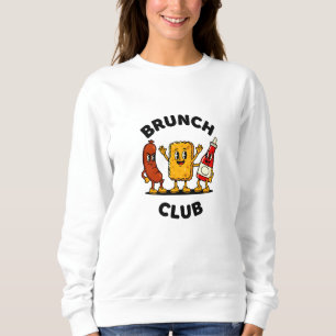 Brunch Club Retro Cartoon Voedsel Pret Design Trui