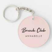 Brunch Club | Roze naam Modern handgeschreven scri Sleutelhanger (Voorkant)