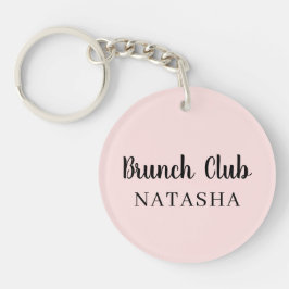 Brunch Club | Roze Persoonlijk Handgeschreven Schr Sleutelhanger
