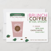 BRUNCH COFFEE Bridal Shower Invitation roze Green Kaart (Voorkant)
