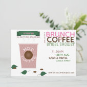BRUNCH COFFEE Bridal Shower Invitation roze Green Kaart (Staand voorkant)