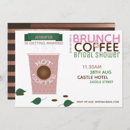 BRUNCH COFFEE Bridal Shower Invitation roze Green Kaart
