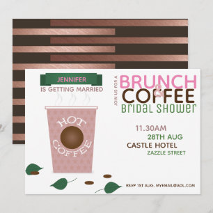 BRUNCH COFFEE Bridal Shower Invitation roze Green Kaart