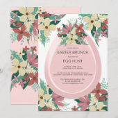 Brunch Egg Hunt Roze Bloemen Illustratie Pasen Kaart (Voorkant / Achterkant)