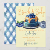 Brunch en baby bosbessen baby shower kaart (Voorkant / Achterkant)