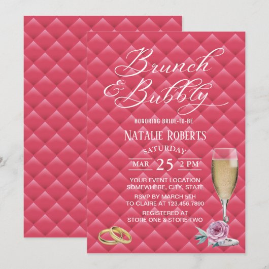 Brunch en bijbelbaar Luxe roze gelaagd Vrijgezelle Kaart (Voorkant / Achterkant)