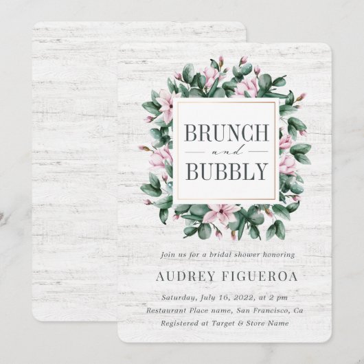 Brunch en bijbelbaar Vrijgezellenfeest met eucalyp Kaart (Voorkant / Achterkant)