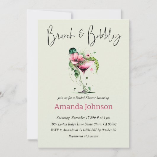 Brunch en blokroze Vrijgezellenfeest Kaart (Voorkant)