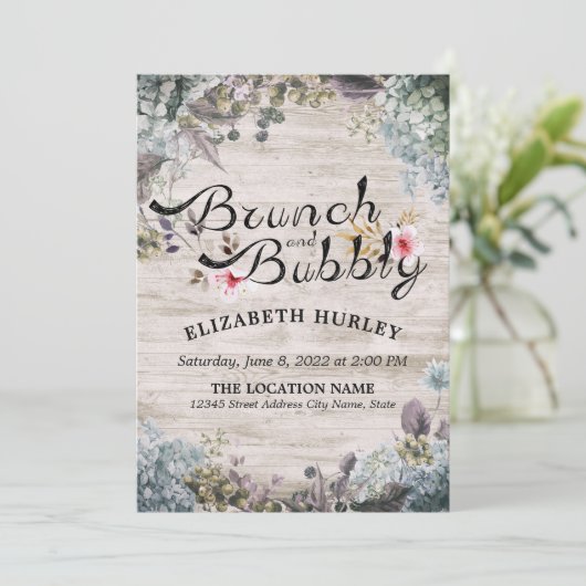 Brunch en brabbel Vrijgezellenfeest Floral & Rusti Kaart (Staand voorkant)