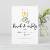 brunch en bruin roze vrijgezellenfeest kaart (Staand voorkant)