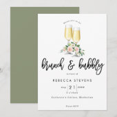 brunch en bruin roze vrijgezellenfeest kaart (Voorkant / Achterkant)