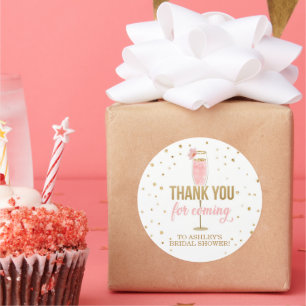 Brunch en Bruisend Bedankt Roze Bruiloft Feest Cla Ronde Sticker