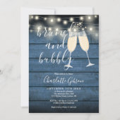 Brunch En Bruisend Bruiloftsfeest Blauw Rustiek Ho Kaart (Voorkant)