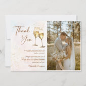 Brunch en Bruisend Champagne Bruiloft Foto Bedankkaart (Voorkant)