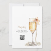Brunch En Bruisend Champagne QR Code Bruiloftsfees Kaart (Achterkant)