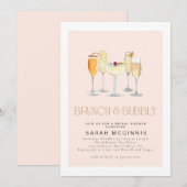 Brunch en Bruisend Prosecco Champagne Bruiloft Uit Kaart (Voorkant / Achterkant)