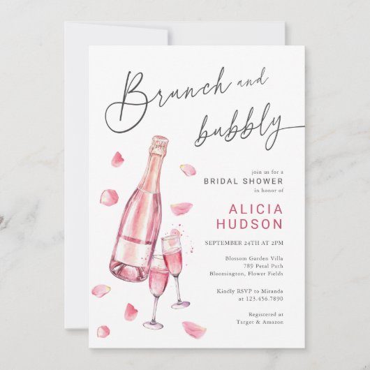 Brunch en bruisend roze champagne Vrijgezellenfees Kaart (Voorkant)