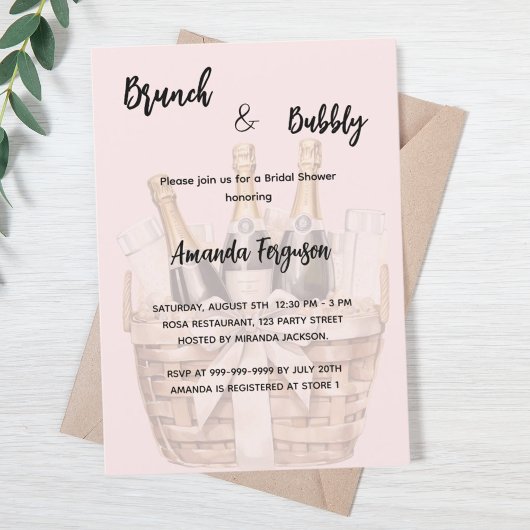 Brunch en bruisend roze Vrijgezellenfeest Kaart