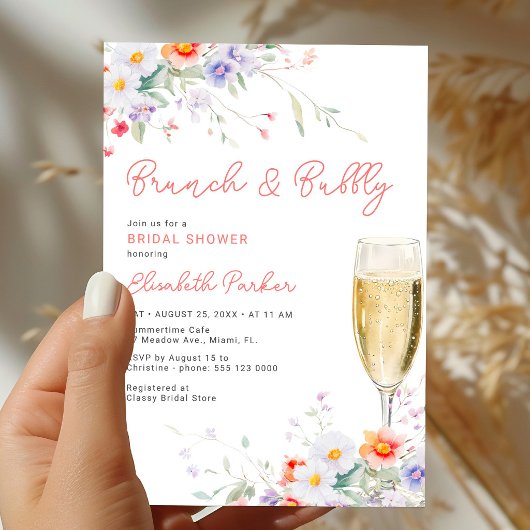 Brunch en bruisende botanische bruidsdouche kaart