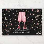 Brunch en Bruisende Bruiloft Bruidsshower Zwarte M Sparkling Wijnetiket (Enkel label)