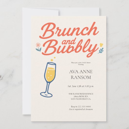Brunch en Bruisende Champagne Algemene Uitnodiging (Voorkant)