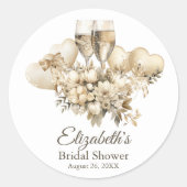Brunch en Bruisende Champagne Bloemen Bruidsborrel Ronde Sticker (Voorkant)