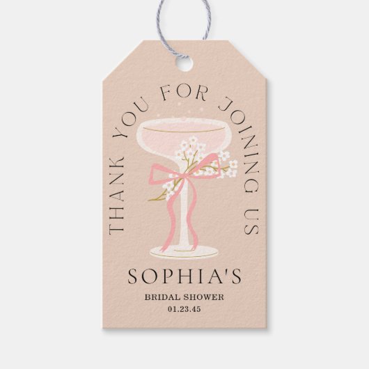 Brunch en Bruisende Champagne Bruids Bruiloftsfees Cadeaulabel (Voorkant)