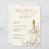 Brunch en bruisende champagnefles bruidsdouche kaart (Voorkant)