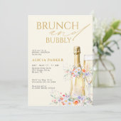 Brunch en bruisende champagnefles bruidsdouche kaart (Staand voorkant)