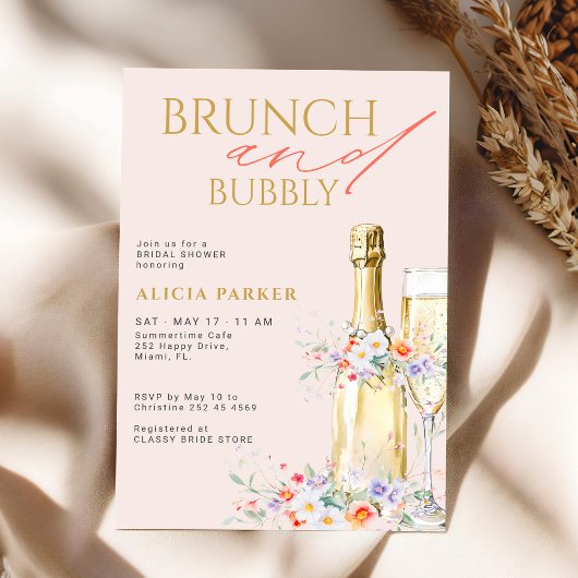 Brunch en bruisende champagnefles bruidsfeest kaart