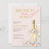 Brunch en bruisende champagnefles bruidsfeest kaart (Voorkant)