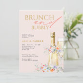 Brunch en bruisende champagnefles bruidsfeest kaart (Staand voorkant)