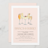 Brunch en Bruisende Prosecco Champagne Bruiloft Ui Kaart (Voorkant / Achterkant)