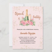 Brunch en bruisende roze bloemen Vrijgezellenfeest Kaart (Voorkant)