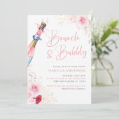 Brunch en bruisende roze champagne kaart (Staand voorkant)