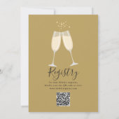Brunch En Bubbel QR Code Zwart Goud Bruidsfeest Kaart (Achterkant)